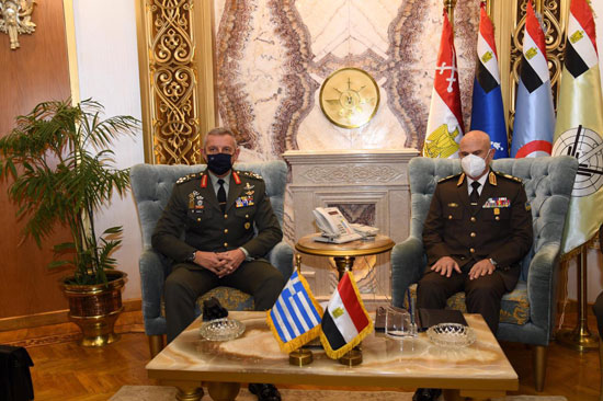 Chief of Staff Mohamed Farid in meeting with Chief of the Hellenic National Defense General Staff Konstantinos Floros in Cairo on January 18, 2021. Press Photo 