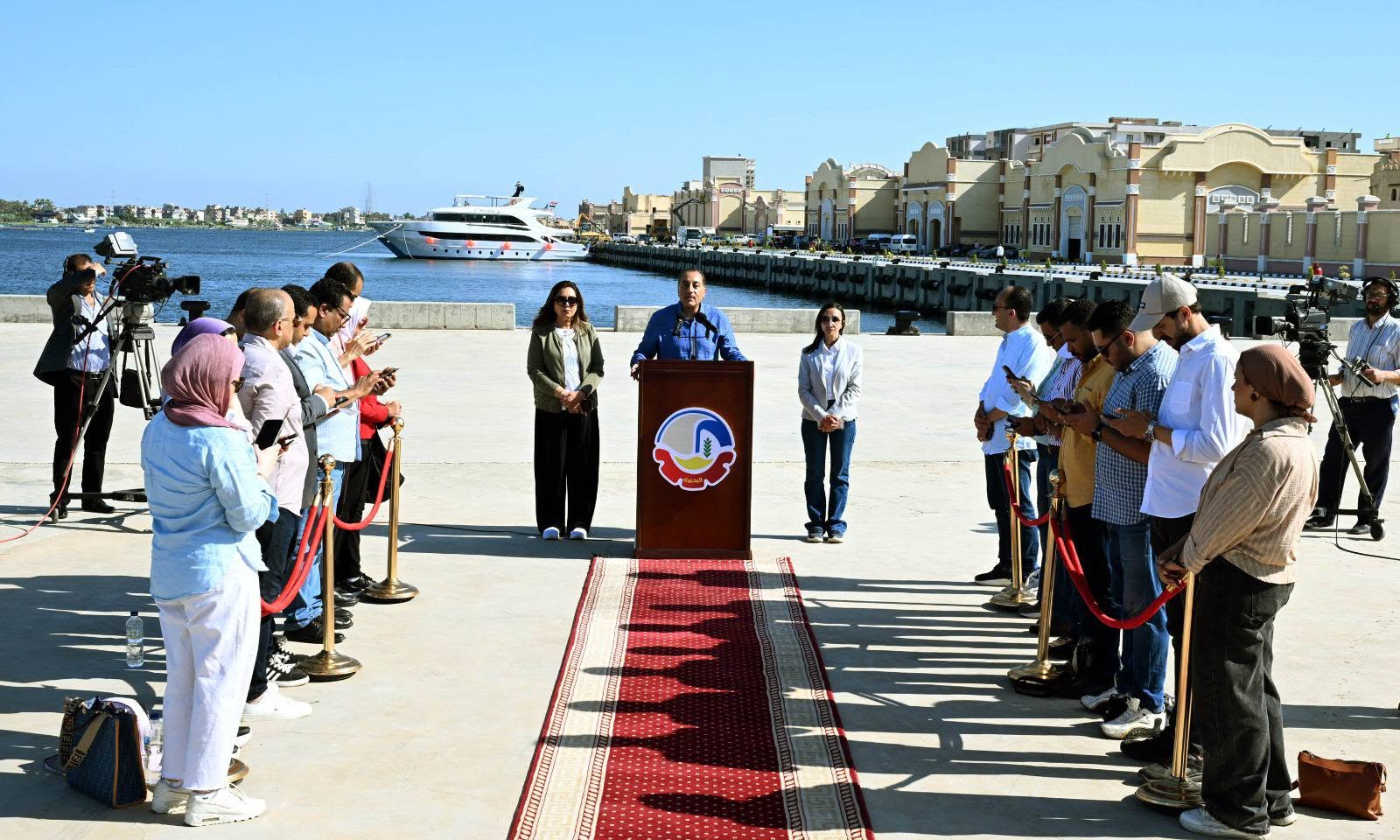 PM during a press conference in Beheira PM during a press conference in Beheira