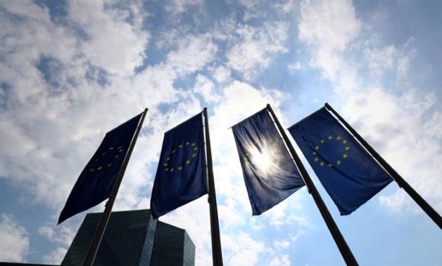 Flags in front of the European Central Bank (ECB) before a news conference at the ECB headquarters in Frankfurt, Germany,REUTERS