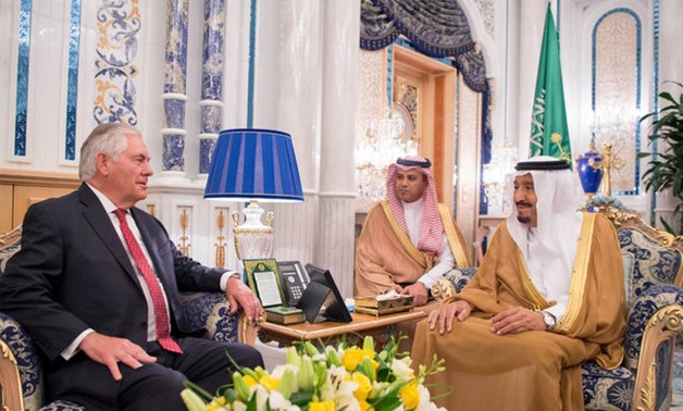 Saudi Arabia's King Salman bin Abdulaziz Al Saud meets with U.S. Secretary of State Rex Tillerson in Jeddah, Saudi Arabia July 12, 2017. Saudi Press Agency/Handout via REUTERS ATTENTION EDITORS - THIS PICTURE WAS PROVIDED BY A THIRD PARTY. NO RESALES. NO 