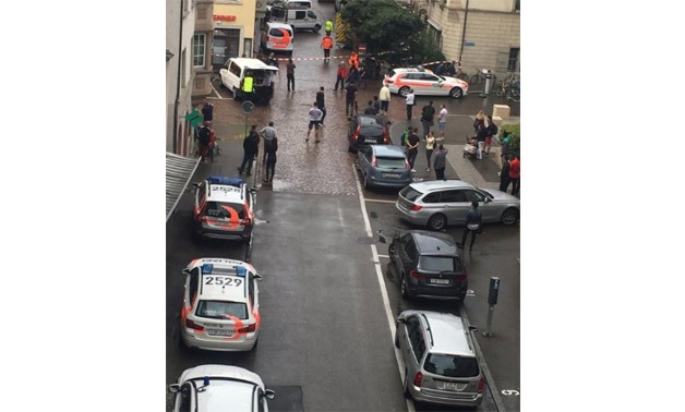 Picture shows a street cordoned off following an attack by an unidentified man in Schaffhausen - Reuters