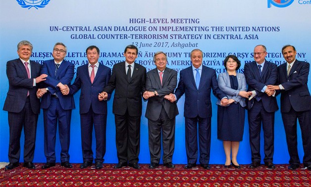 UN Secretary- General António Gutteres with participants of the High-Level United Nations-Central Asian Dialogue- Press Photo