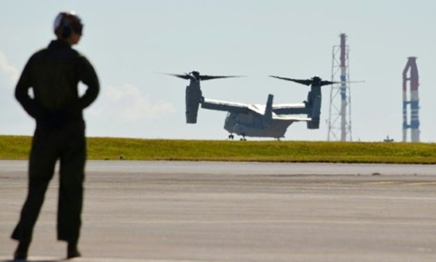 © JIJI PRESS/AFP/File | The MV-22 Osprey tilt-rotor is the primary assault support aircraft for the Marines, with two engines positioned on fixed wing tips that allow it to land and take off vertically AFP PHOTO / JIJI PRESS ==JAPAN OUT==
