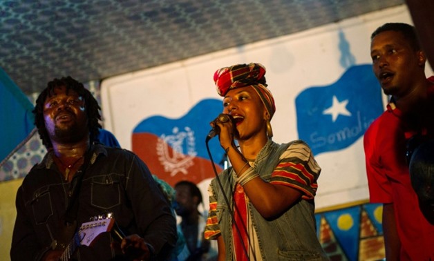 Sudanese singer Alsarah performs with Kenyan band Afro-Simba at the International Solidarity Concert as part of the Mogadishu Music Festival - AFP