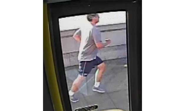 A CCTV image, received via the Metropolitan Police, shows a male jogger on Putney Bridge, in London, Britain May 5, 2017. Metropolitan Police, Handout via REUTERS
