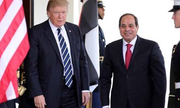 President Sisi (R), U.S. counterpart Donald Trump (L) - Reuters