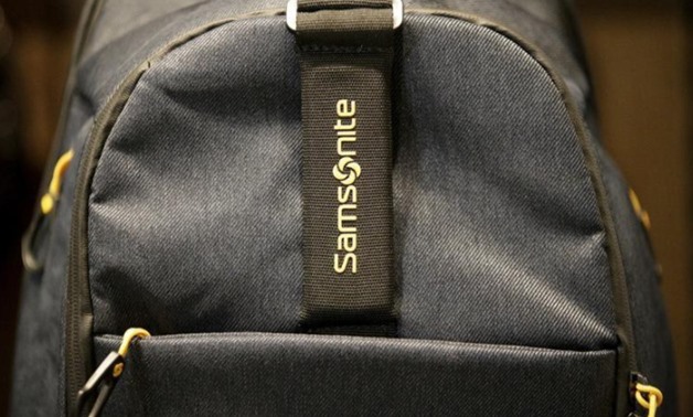 A detail of a Samsonite bag is seen in a shop in downtown Rome