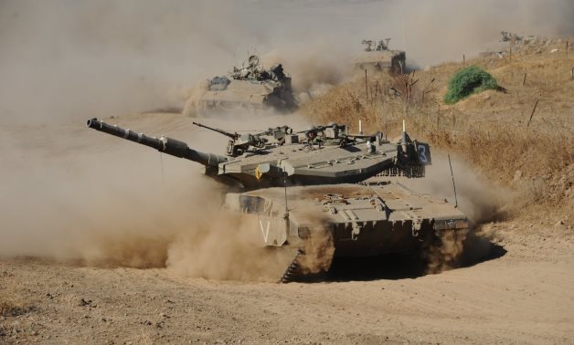 A photo shows an Israeli tank in the occupied Golan Heights - Israeli army