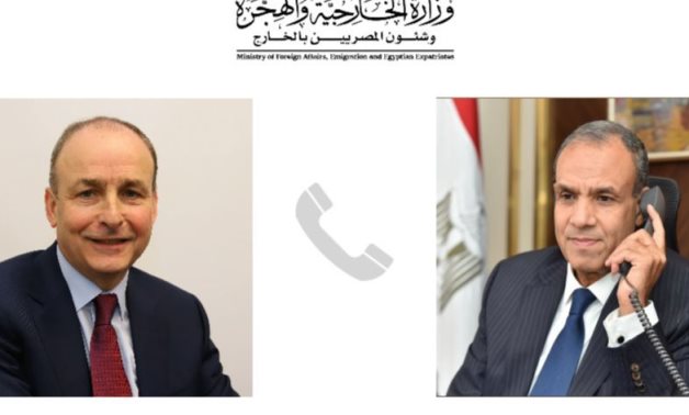 Egyptian Foreign Minister Badr Abdel-Aty speaks with Irish Deputy Prime Minister and Foreign Minister Micheál Martin on phone