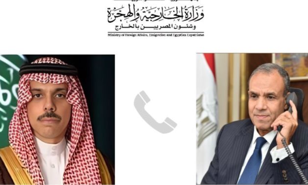 Egyptian Foreign Minister Badr Abel-Aty made a phone call with Saudi Foreign Minister Prince Faisal bin Farhan - press photo