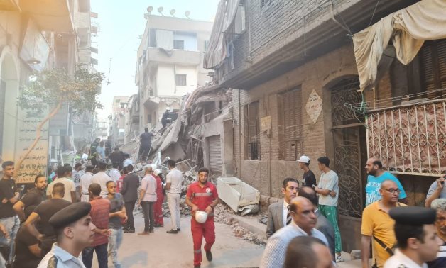 A photo of the collapsed building in Cairo’s Rod El-Farag district - Cairo governorate