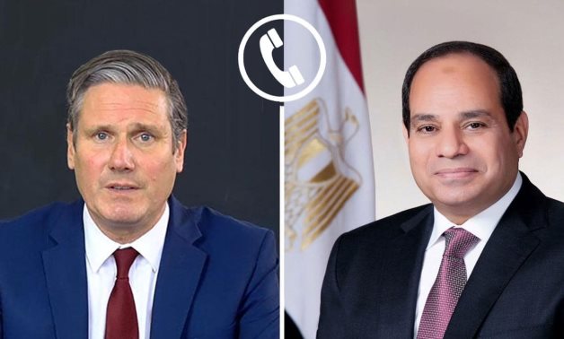 UK's Prime Minister Keir Starmer (L) and Egyptian President Abdel Fattah El-Sisi (R)