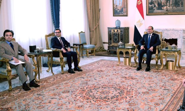 President Abdel Fattah El Sisi meets with French Foreign Minister Stéphane Séjourné and the accompanying delegation at the Presidential Palace in Cairo on Saturday – August 17, 2024 – Press photo