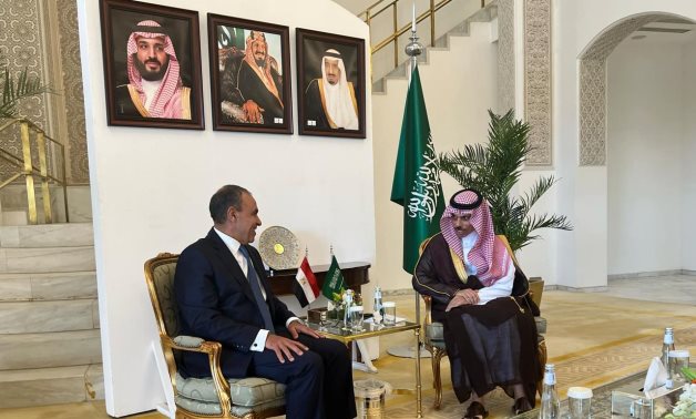 File- Badr Abdelatty, Minister of Foreign Affairs, Immigration, and Egyptian Expatriates Affairs, held a discussion session with his Saudi counterpart Prince Faisal bin Farhan in Riyadh on August 19, 2024