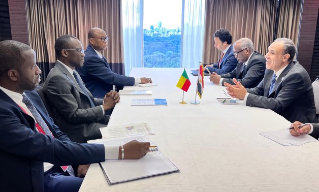 Egyptian Foreign Minister Badr Abdelatty meets with Olushegun ADJADI BAKARI, Minister of Foreign Affairs of the Republic of Benin, in Tokyo- press photo