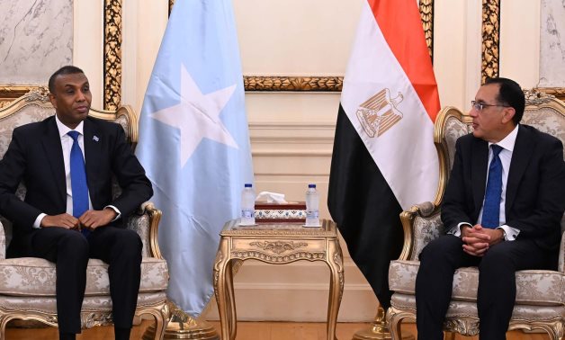 Egyptian Prime Minister Moustafa Madbouly received his Somali counterpart Hamza Abdi Barre in Cairo on August 31, 2024- press photo