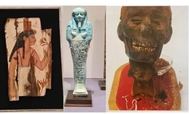 The three ancient Egyptian artifacts that were retrieved from Hague.