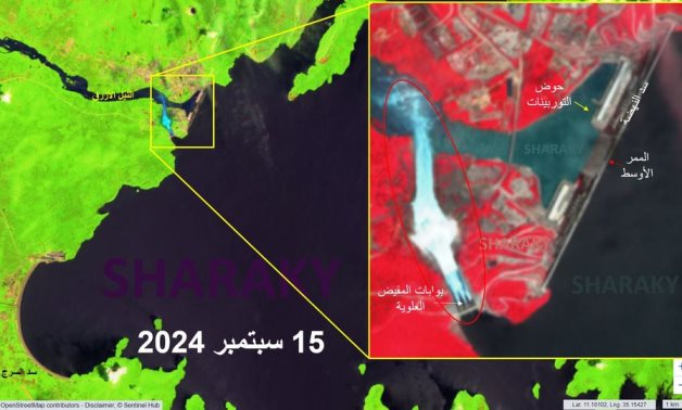 Satellite photo of the Grand Ethiopian Renaissance Dam taken by Geologist Abbas Sharaky on September 15, 2024