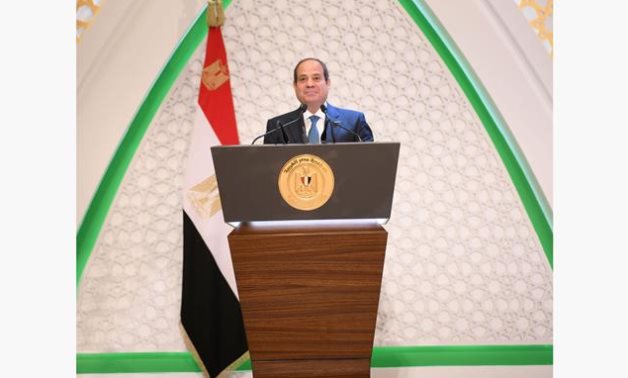 President Abdel Fattah El-Sisi gives a speech at the celebration marking Prophet Mohammad’s birth- press photo