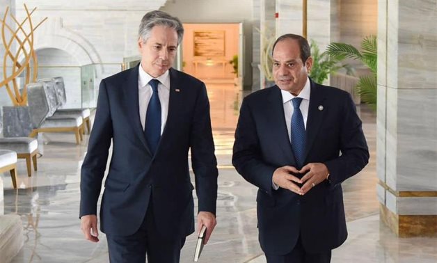 FILE - Egyptian President Abdel Fattah El-Sisi receives US Secretary of State Antony Blinken in New Alamein City, Egypt, August 2024 - Egyptian Presidency