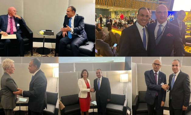 Egyptian Foreign Minister Badr Abdelatty held meetings with several leaders on the sidelines of the UNGA79 meetings in New York- collage photo by Egypt Today