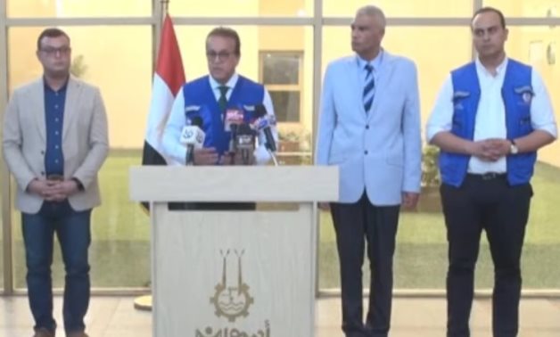 Health Minister Khaled Abdel Ghaffar during a press conference in Aswan - file 