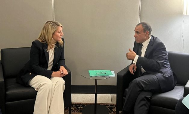 Egypt's Minister of Foreign Affairs Badr Abdelatty meets with his Canadian counterpart, Mélanie Joly, in New York - Egypt's MFA