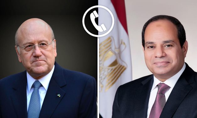 A compiled photo for Egypt's President Abdel Fattah El-Sisi (R) and Lebanon's PM Najib Mikati (L)