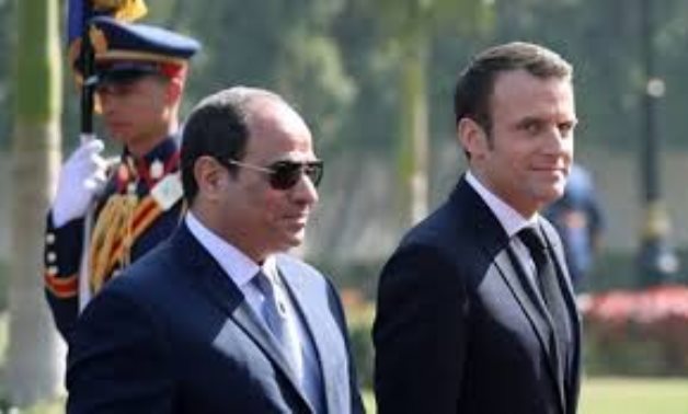 Egyptian President Sisi and his French counterpart Macron - file 