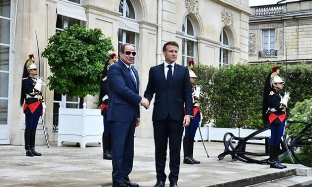 Egyptian President Abdel Fattah El-Sisi meets with President of France Emmanuel Macron in Paris, June 2023 – Egyptian Presidency