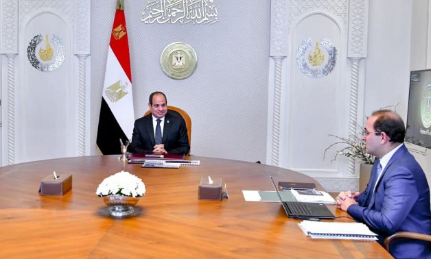 The President Sisi meets with Prime Minister, Dr. Mostafa Madbouly, and Minister of Finance, Mr. Ahmed Kouchouk on October 7, 2024.- press photo