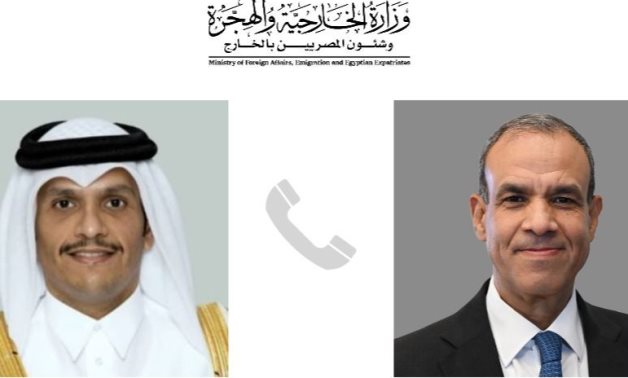 Egyptian Minister of Foreign Affairs and Immigration Badr Abdelatty spoke with Sheikh Mohammed bin Abdulrahman Al Thani, Prime Minister and Minister of Foreign Affairs of Qatar on October 12, 2024- press photo