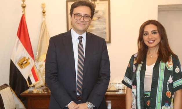 Egypt’s Minister of Culture Ahmed Hanno and Angham.