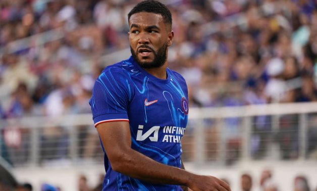 Chelsea defender Reece James (24) waits for play to resume during a match against Wrexham in the first half at Levi's Stadium. Mandatory Credit: David Gonzales-USA TODAY Sports/File Photo