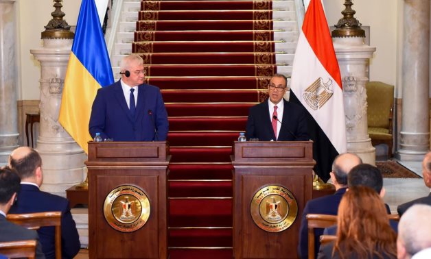 Egyptian Foreign Minister Badr Abdelatty in a joint press conference with his Ukrainian counterpart Andrii Sybiha