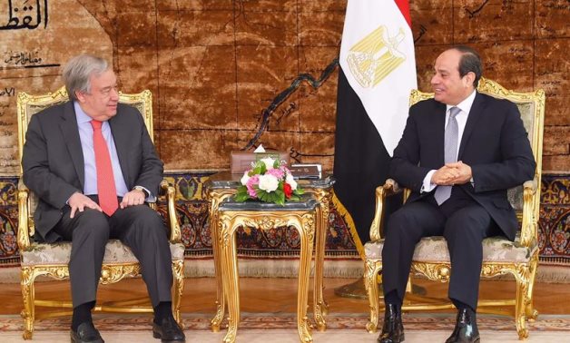 FILE - President Abdel Fattah El-Sisi receives United Nations Secretary-General António Guterres in Cairo in 2019 – Egyptian Presidency