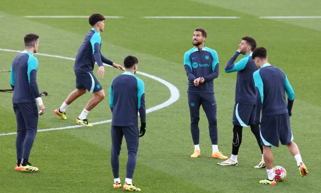 FC Barcelona players during training REUTERS/Stephanie Lecocq/File Photo 