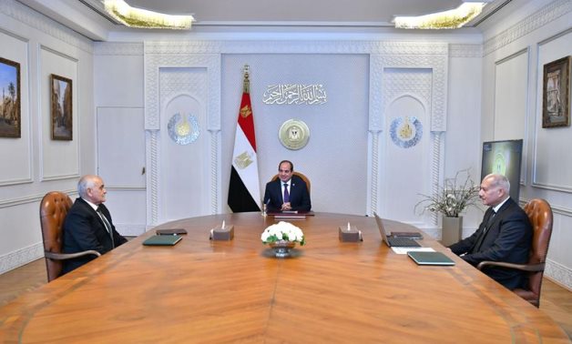 Egypt's President Abdel Fattah El-Sisi meets with Major General El-Sayed El-Ghaly, chairman of the martyrs and victims honoring fund - Presidency