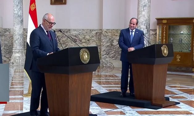 Egyptian President Abdel Fattah El-Sisi and his Estonian counterpart, President Alar Karis, hold a press conference in Cairo – Egyptian Presidency/Still image