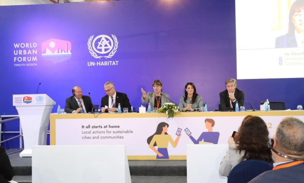 Side of a high-level session held Wednesday at WUF12 in Cairo