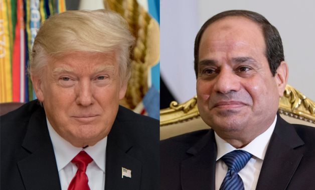 Donald Trump (L) and Egyptian President Abdel Fatah al-Sisi - Phone via US Embassy in Cairo 