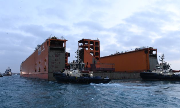 with a width of 90 meters, the giant floating dock “DOURADO,” has successfully sailed through the Suez Canal waterway