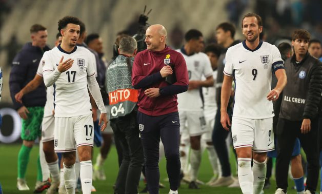 England interim manager Lee Carsley, England's Harry Kane and England's Curtis Jones celebrate after the match Action Images via Reuters/Paul Childs