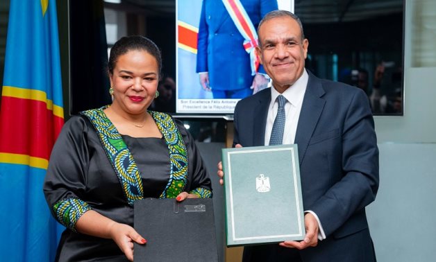 Egypt’s FM Badr Abdelatty and Congolese FM Therese Wagner sign a cooperation framework agreement and an agreement on mutual visa exemption for official passport holders in Kinshasa – Dr Congo’s MFA