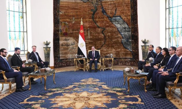 President Abdel Fattah El-Sisi met today, on Saturday, with Børge Brende, President of the World Economic Forum, and his accompanying delegation