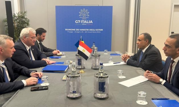 Egypt's Minister of Foreign Affairs and Immigration Badr Abdelatty met on Monday with Andrii Sybiha, Ukraine’s Minister of Foreign Affairs, on the sidelines of the G7 meetings in the Italian city of Fiuggi