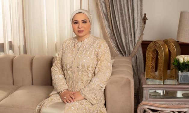 FILE - Egypt's First Lady Entissar Amer