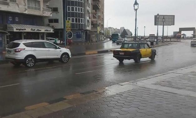 A photo of rainfall in Alexandria in northern Egypt – FILE