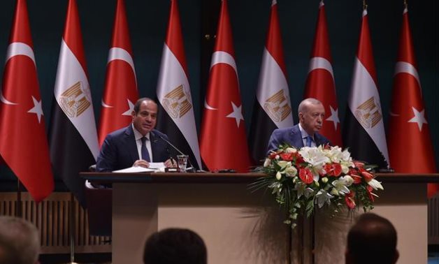 FILE - Egyptian President Abdel Fattah El Sisi speaks during a press conference with Turkish President Recep Erdogan in Turkey, Septemer 2024 - Egyptian Presidency