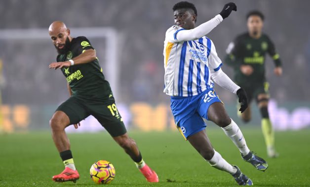 Brentford's Bryan Mbeumo in action with Brighton & Hove Albion's Carlos Baleba REUTERS/Jaimi Joy